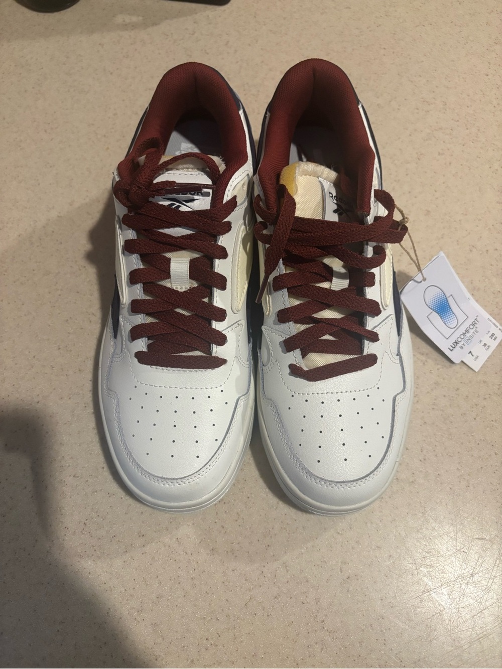Reebok White Sneakers with Maroon Accents